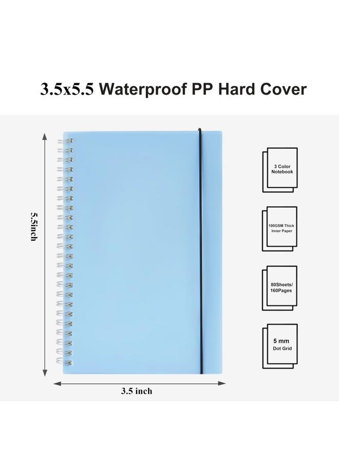 MSTONAL 3 Pack Small Spiral Notebook Dot Grid, 3.5x5.5 Mini Pocket Spiral Notebooks With 5x5mm Dotted Pages, 80 Sheets/160 Pages 100gsm Thick Paper to Stay Organized for Work School Office - Image 3