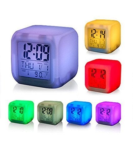Sajani 7 Colour Changing LED Digital Alarm Clock with Date Time Temperature for Office Bedroom - Image 3