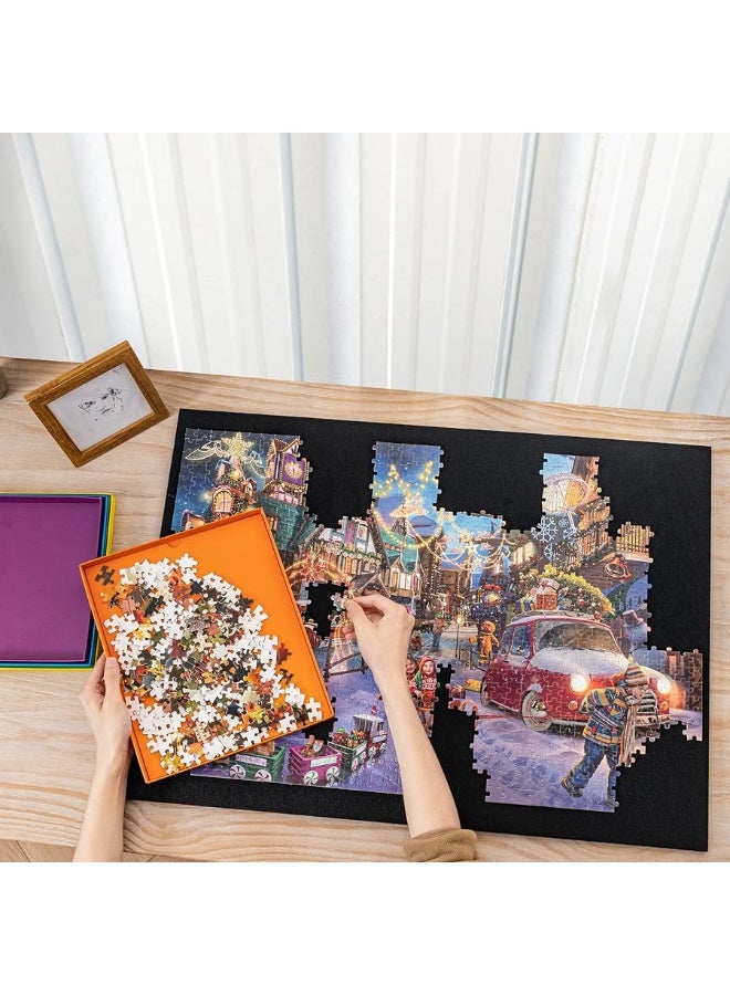 Tektalk Foldable Jigsaw Puzzle Board with 3 angle adjustable Bracket / Stand, Lightweight Portable Puzzle Mat Plateau with Wooden Easel, Foldaway Felt Puzzle Table, for Up to 1000 Pieces - Black - Image 2