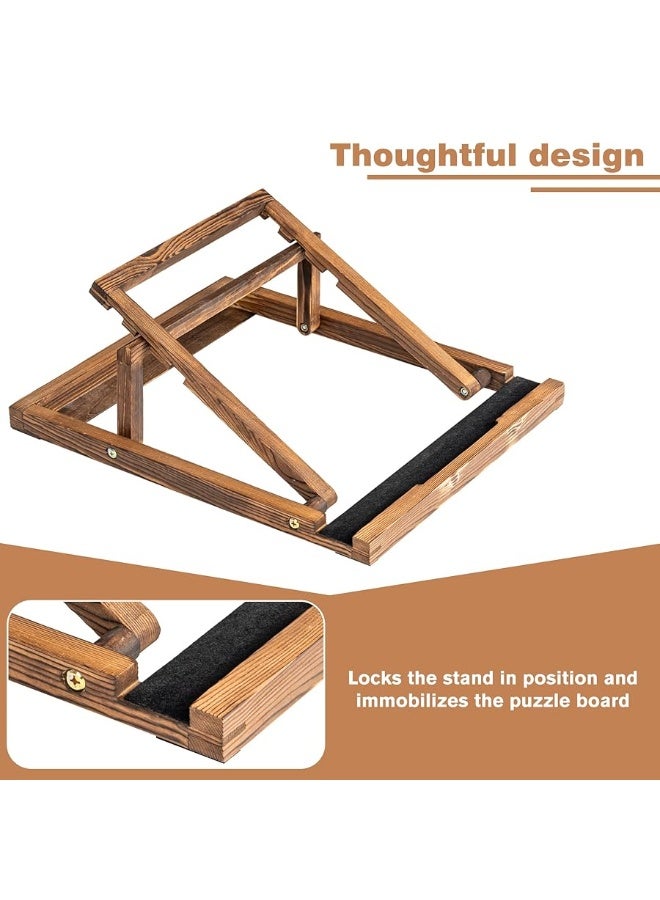 Tektalk Foldable Jigsaw Puzzle Board with 3 angle adjustable Bracket / Stand, Lightweight Portable Puzzle Mat Plateau with Wooden Easel, Foldaway Felt Puzzle Table, for Up to 1000 Pieces - Black - Image 5