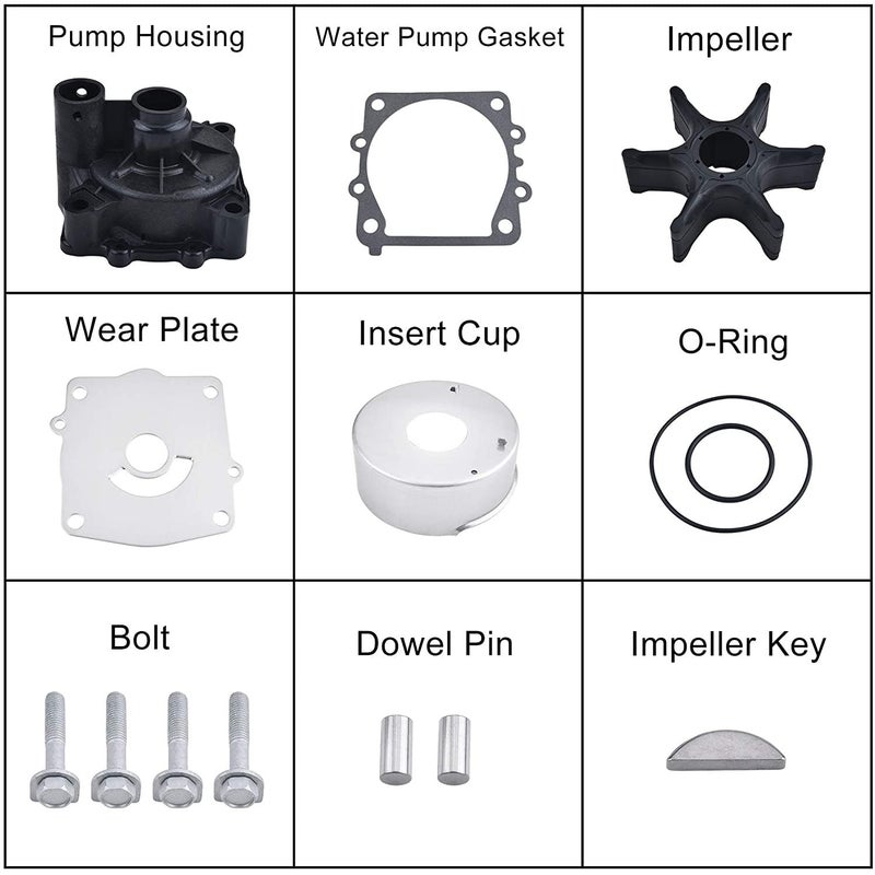 MARKGOO 61A-W0078-A3-00 Water Pump Impeller Repair Kit Replacement for Yamaha Outboard V6 150 175 200 225 250 300 HP VMAX Boat Motor Engine Parts Rebuild Service Sierra 18-3396 61A-W0078-A2 - Image 2