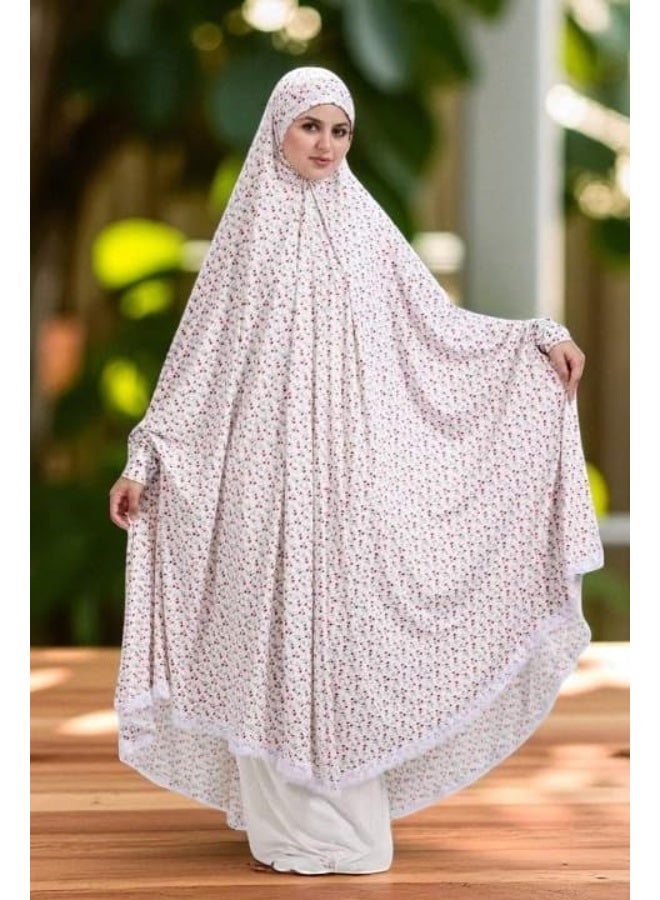Long, Loose & Comfortable Women’s Prayer Khimar Made of Cotton Lycra Fabric with Rolled Sleeves | Multiple Colors | One Size Fits All - Image 4