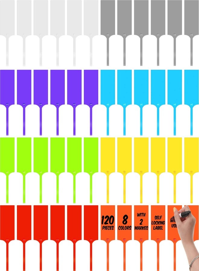 Mimorou 120 Pcs Plastic Shipping Tags for Labeling 2.3" x 10" Waterproof Labels Writable Hanging Tag with Sealing Strap Shipping Cable Tie Label Tags with 2 Marker Pen for Key Luggage Retail Inventory - Image 1