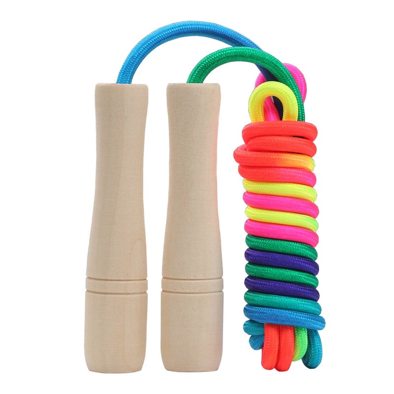 Ace one Jump Rope Kids, 8.5ft Adjustable Cotton Skipping Rope with Wooden Handle for Boys and Girls Fitness Outdoor Exercise (Rainbow color) - Image 5