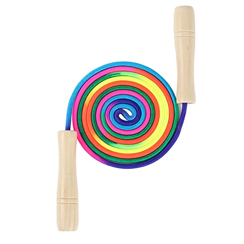 Ace one Jump Rope Kids, 8.5ft Adjustable Cotton Skipping Rope with Wooden Handle for Boys and Girls Fitness Outdoor Exercise (Rainbow color) - Image 4