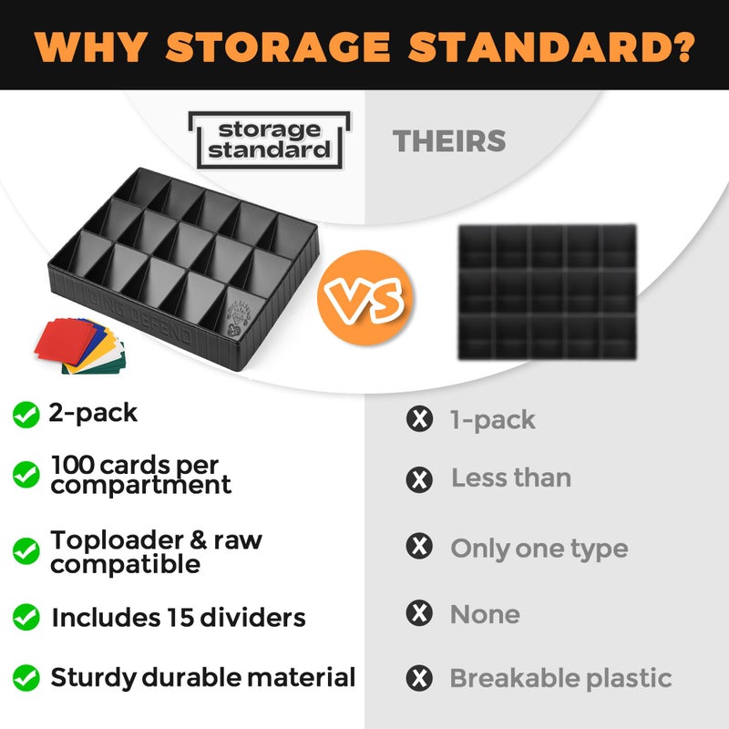 Storage Standard 2 Pack Card Sorting Tray - Stackable Trading Cards Organizer, 15-Compartment Playing Organizing Tool - Sorter for Raw, Sleeved and Toploaders, Includes Label Dividers - Image 2