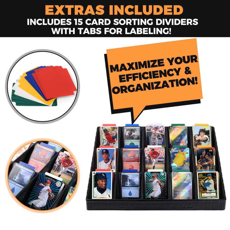 Storage Standard 2 Pack Card Sorting Tray - Stackable Trading Cards Organizer, 15-Compartment Playing Organizing Tool - Sorter for Raw, Sleeved and Toploaders, Includes Label Dividers - Image 5