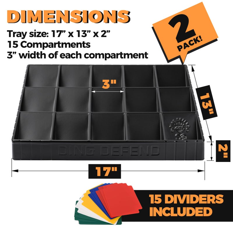 Storage Standard 2 Pack Card Sorting Tray - Stackable Trading Cards Organizer, 15-Compartment Playing Organizing Tool - Sorter for Raw, Sleeved and Toploaders, Includes Label Dividers - Image 3