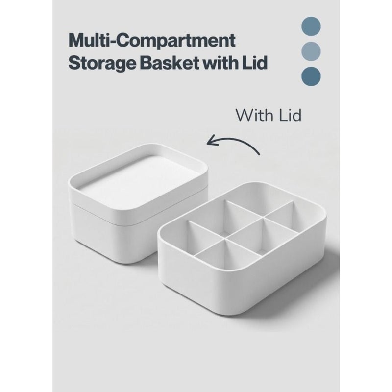 Plastic Storage Case with Lid Multi-Purpose Stackable Organizer for Home, Office, Kitchen, or Bathroom 22 x 15 x 6.5 CM - Image 5