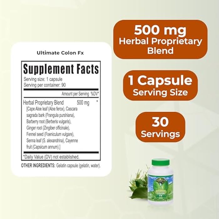 Youngevity Ultimate Colon FX™ – Proprietary Herbal Blend for Natural Colon Cleansing and Digestive Health Support – 90 Capsules (Pack of 1) - Image 3
