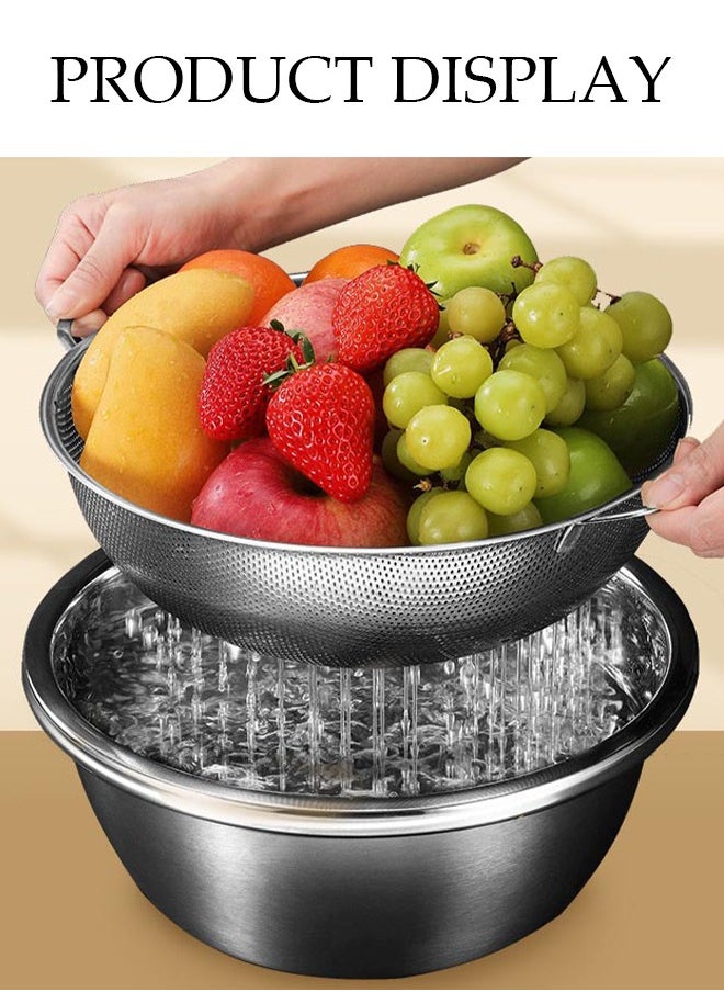 DUNISO 6 Pcs Stainless Steel Drainage Baskets, Multifunctional Vegetable Cleaning And Draining Basins, Multifunctional Fruit Baskets With Ears And Feet, Suitable For Kitchen And Dining Rooms  - Image 5