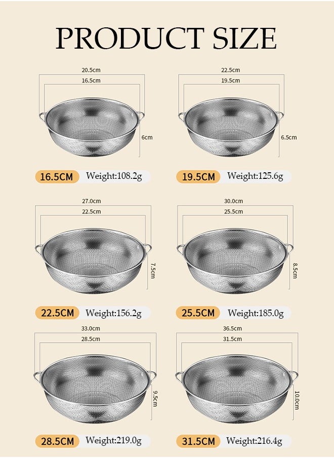 DUNISO 6 Pcs Stainless Steel Drainage Baskets, Multifunctional Vegetable Cleaning And Draining Basins, Multifunctional Fruit Baskets With Ears And Feet, Suitable For Kitchen And Dining Rooms  - Image 2