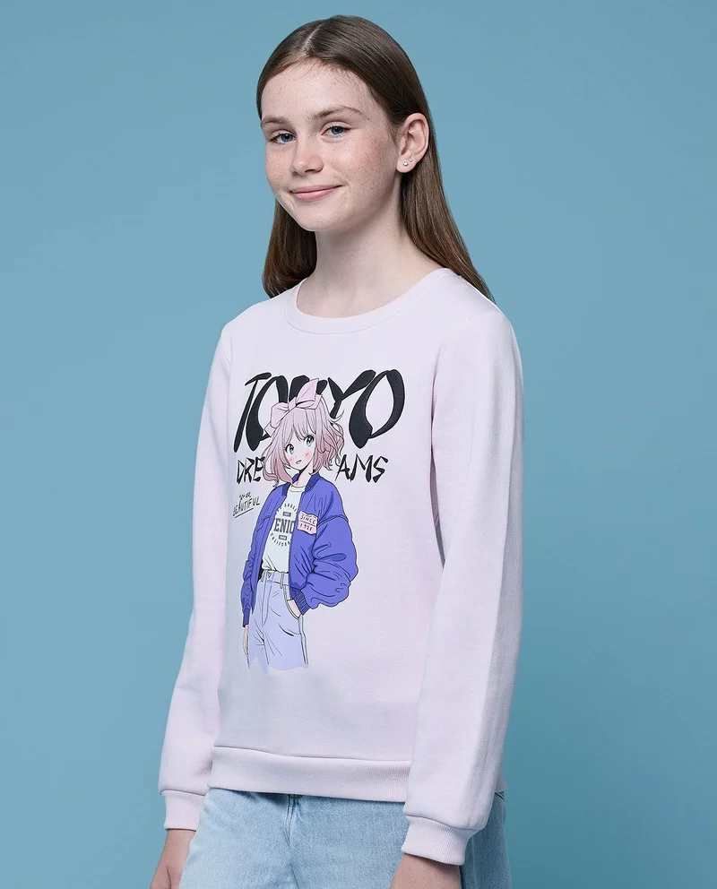 R&B Printed Sweatshirt with Crew Neck and Long Sleeves