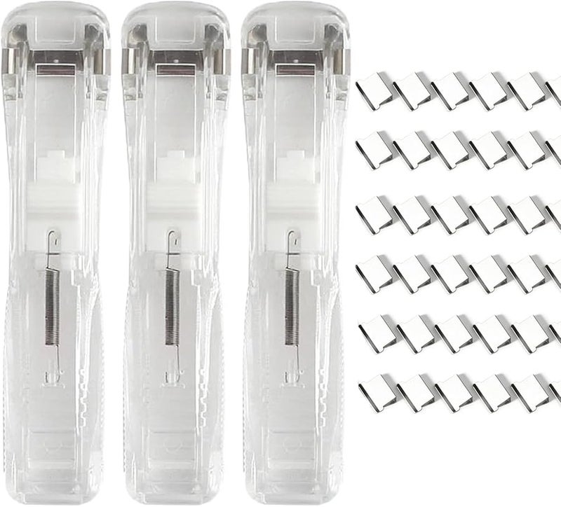 Portable Binder Clip Stapler With 100 Reusable Clips White Mini Handheld Office Stapler - Image 1