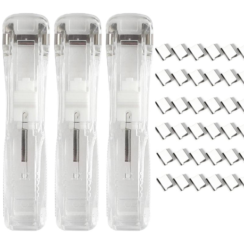 Portable Binder Clip Stapler With 100 Reusable Clips White Mini Handheld Office Stapler - Image 2