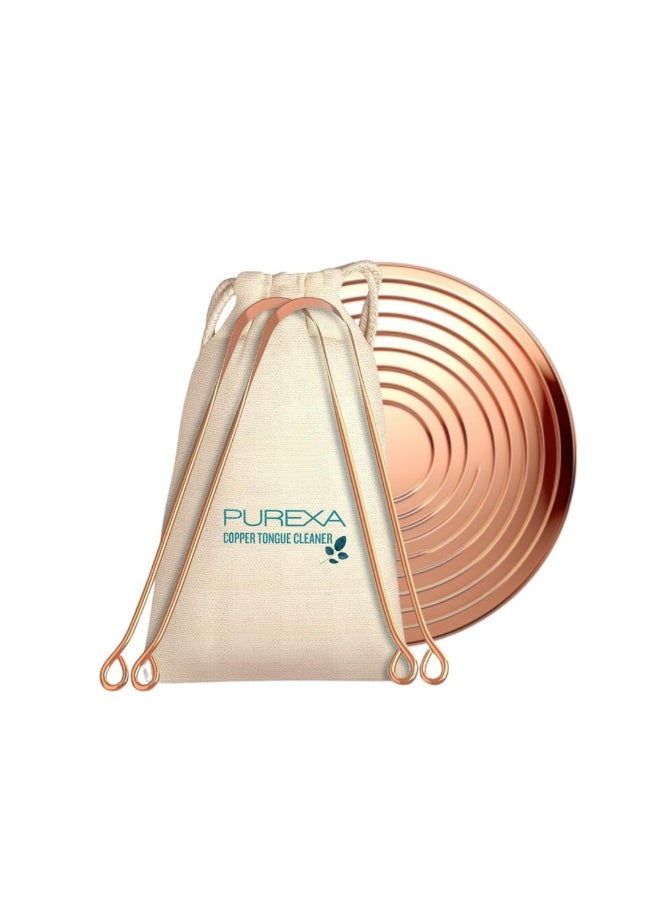 PUREXA Copper Tongue Cleaner with Ergonomic A Handle (Pack of 2), 100% Food Grade Pure Copper Tongue Scraper for Fresher Breath - Image 1