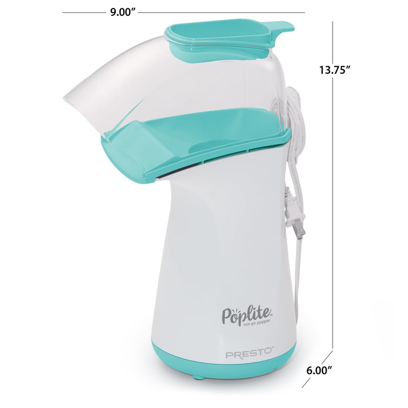Presto! Presto 04869 Poplite Hot Air Popcorn Popper - Built-In Measuring Cup + Melts Butter, Easy to Clean, Built-In Cord Wrap, 18 Cups, Aqua/White - Image 3