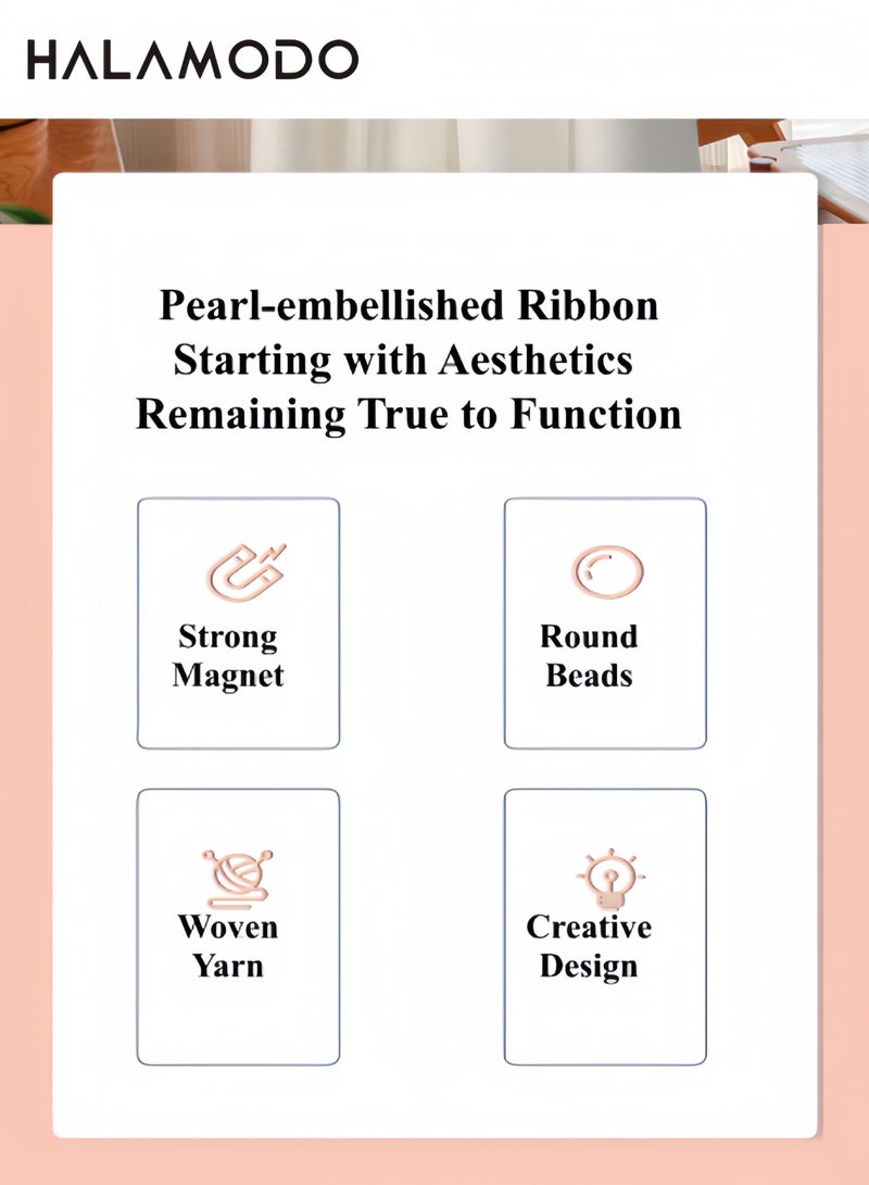 Magnetic Curtain Tiebacks with Pearls for Home Bedroom Office Window Décor Elegant Window Treatment Holdbacks for Heavy Drapes - Image 3