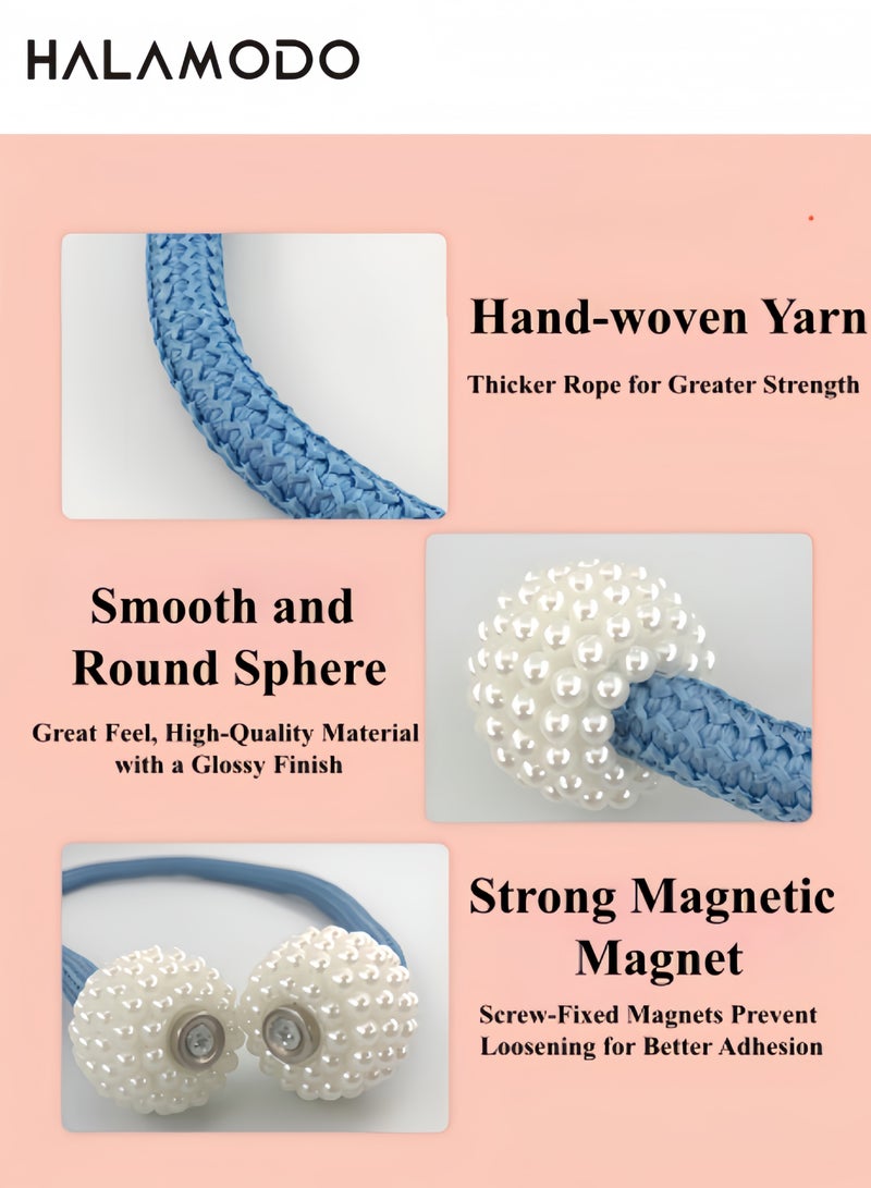 Magnetic Curtain Tiebacks with Pearls for Home Bedroom Office Window Décor Elegant Window Treatment Holdbacks for Heavy Drapes - Image 4