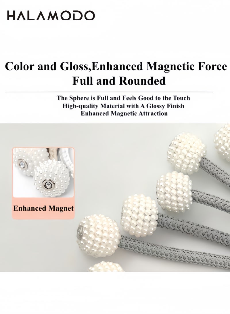 Magnetic Curtain Tiebacks with Pearls for Home Bedroom Office Window Décor Elegant Window Treatment Holdbacks for Heavy Drapes - Image 2