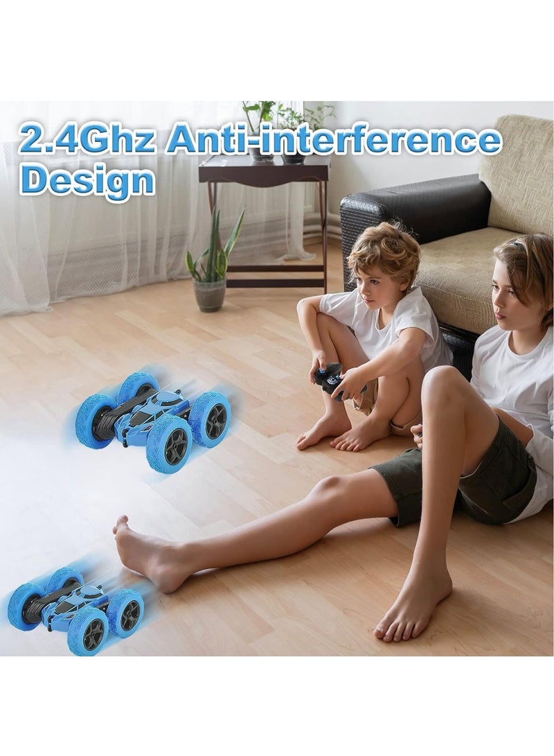 Loquat Remote Control Car Stunt RC Cars, 90 Min Playtime, 2.4Ghz Double Sided 360° Rotating RC Crawler with Headlights, 4WD Off Road Drift RC Race Car Toy for Kids Aged 5-16 (Blue) - Image 5