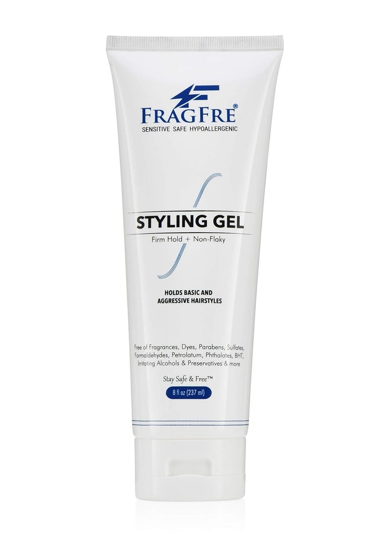 FRAGFRE Firm Hold Hair Gel Fragrance Free 8 oz - Strong Styling Gel for Aggressive Hair Styles - Paraben Free Hypoallergenic Sensitive Formula - Non-Irritating Vegan No Gluten/Cruelty (1 Pack)  - Image 1