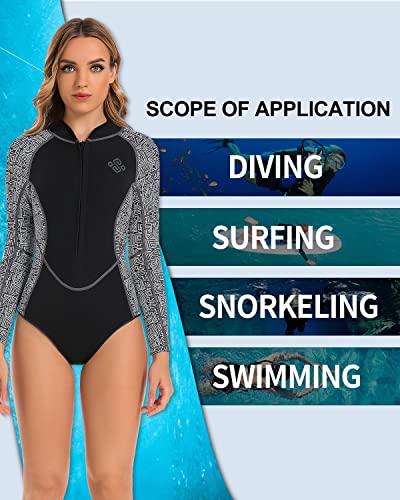 Seaskin Womens One Piece Long Sleeves Shorty Wetsuit 2mm - Image 3