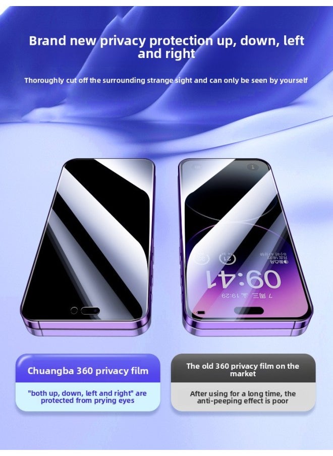Generic - [360 Degree Anti-peeping] For Apple 14pro Tempered Film IPhone13ProMax Anti-peep Film 16/15plu-Colour:[peepproof* Blue Light Film] Black Border [vision Protection] Buy 1 Get 1 Free-Size:iPhone 13 Pro Max - Image 1