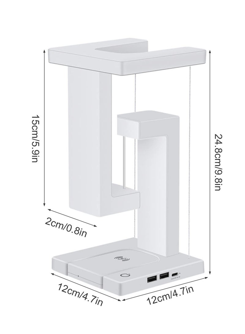 SOLARAE Touch Control Bedside Table Lamps with USB Port, Modern Floating Nightstand Lamp with 10W Fast Wireless Charger, 3-Way Dimmable LED Smart Night Light Lamp for Bedroom Table Living Room Decor - Image 2