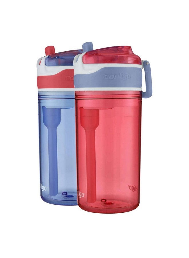 Contigo Snack Hero 2-in-1 Bottle Set - 4oz Snack Compartment & 13oz Spill-Proof Water Bottle - Red & Blue - Image 1