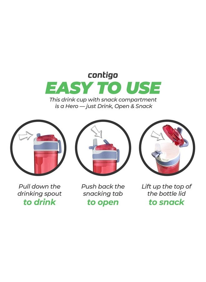 Contigo Snack Hero 2-in-1 Bottle Set - 4oz Snack Compartment & 13oz Spill-Proof Water Bottle - Red & Blue - Image 4
