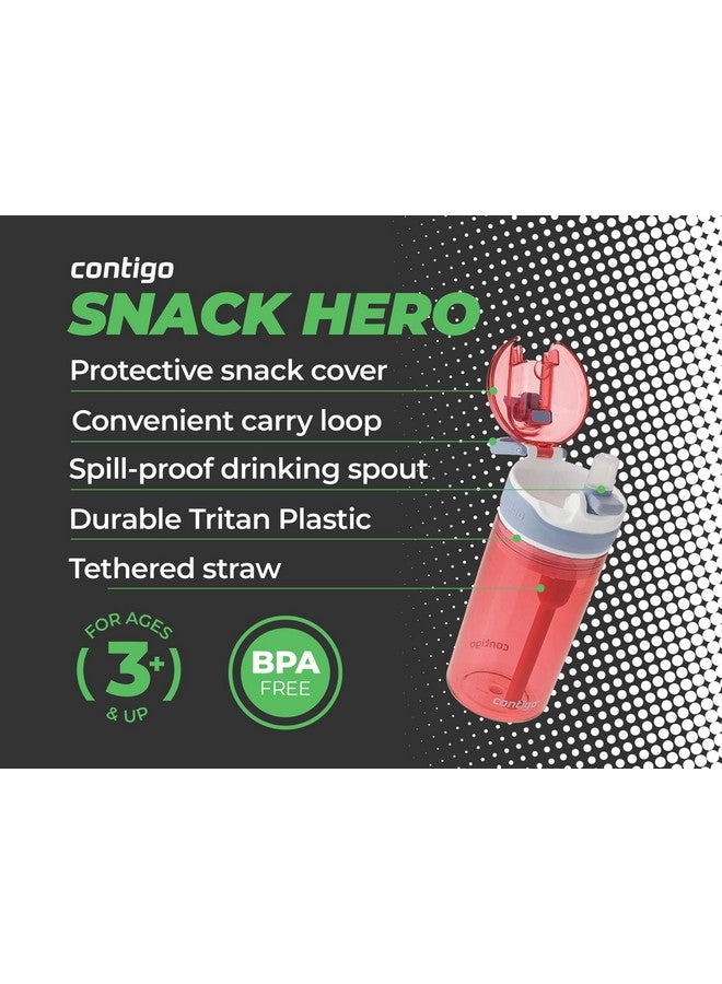 Contigo Snack Hero 2-in-1 Bottle Set - 4oz Snack Compartment & 13oz Spill-Proof Water Bottle - Red & Blue - Image 2