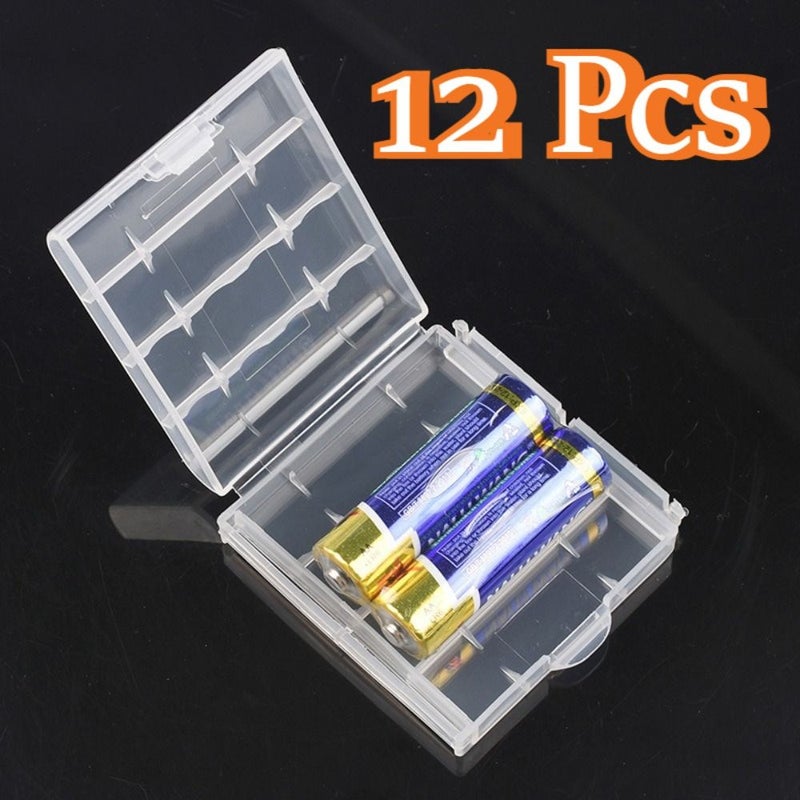 Clear 12 Piece Plastic Battery Case Holder Set For 5 7 Storage - Image 1