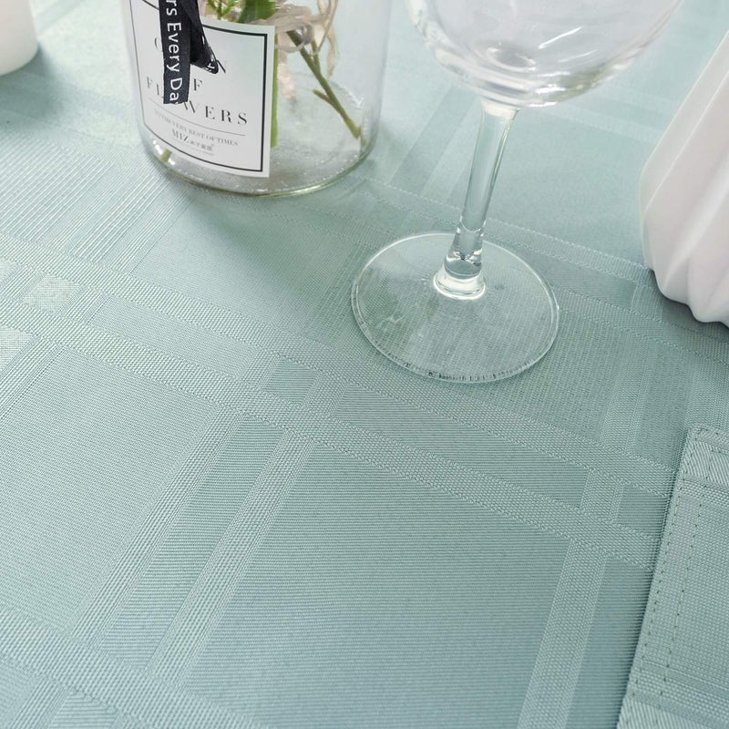 JUCFHY Soild Plaid Jacquard Table Cloth Elegance Wrinkle Resistant Contemporary Woven Decorative Table Cover  Spillproof Soil Resistant Holiday Tablecloths  60 X 120  Grey Blue - Image 4
