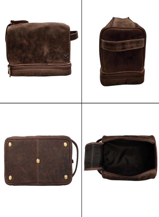 Rustic Town Leather Toiletry Bag for Men & Women - Multifunctional Travel Organizer, Shaving Kit, Makeup Kit, Cosmetic Pouch - Travel Toiletries Gifts for Men - Image 5