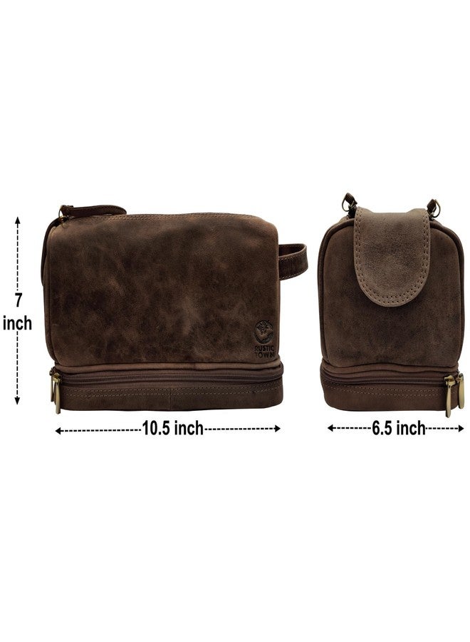 Rustic Town Leather Toiletry Bag for Men & Women - Multifunctional Travel Organizer, Shaving Kit, Makeup Kit, Cosmetic Pouch - Travel Toiletries Gifts for Men - Image 3