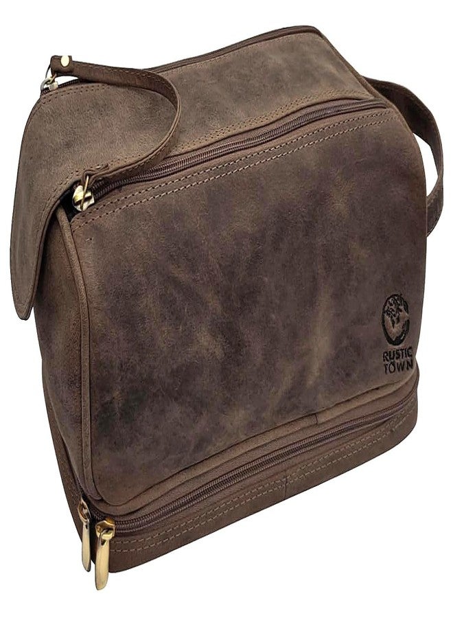 Rustic Town Leather Toiletry Bag for Men & Women - Multifunctional Travel Organizer, Shaving Kit, Makeup Kit, Cosmetic Pouch - Travel Toiletries Gifts for Men - Image 1