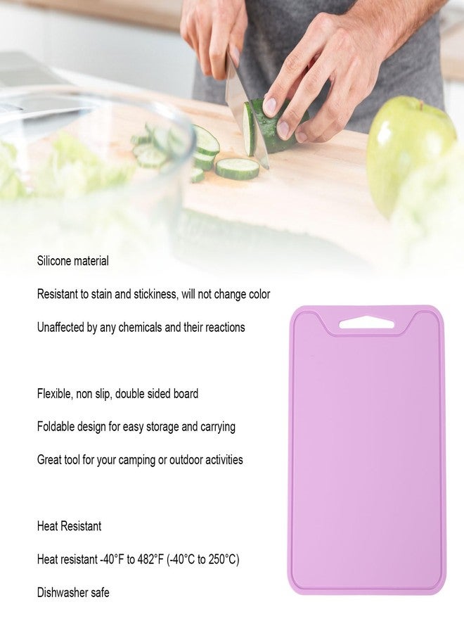 Luatoxry Silicone Cutting Board, 11.7x8.6x0.2in Flexible Cutting Board, Purple Silicone Chopping Boards, Portable Flexible Kitchen Chopping Boards for Meat, Vegetables, Fruits - Image 3