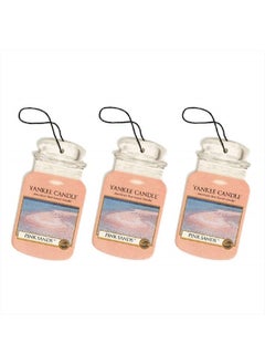 YANKEE CANDLE Car Jar Pink Sands Air Freshener(Set of 3) 
