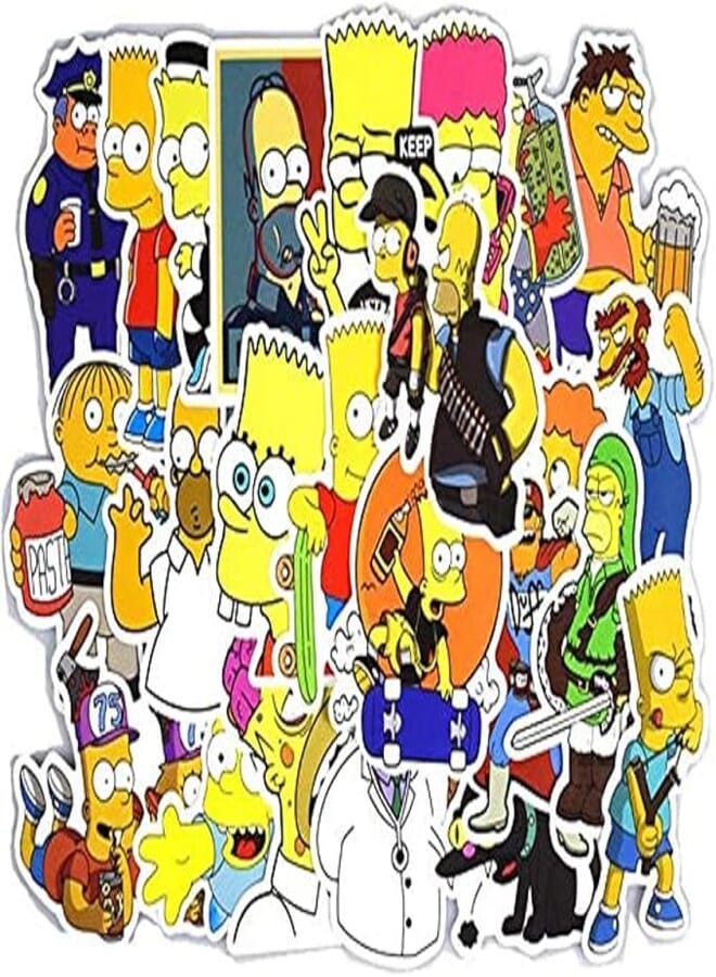 Cartoon Waterproof PVC Simpson Stickers, Set of 50 Pieces