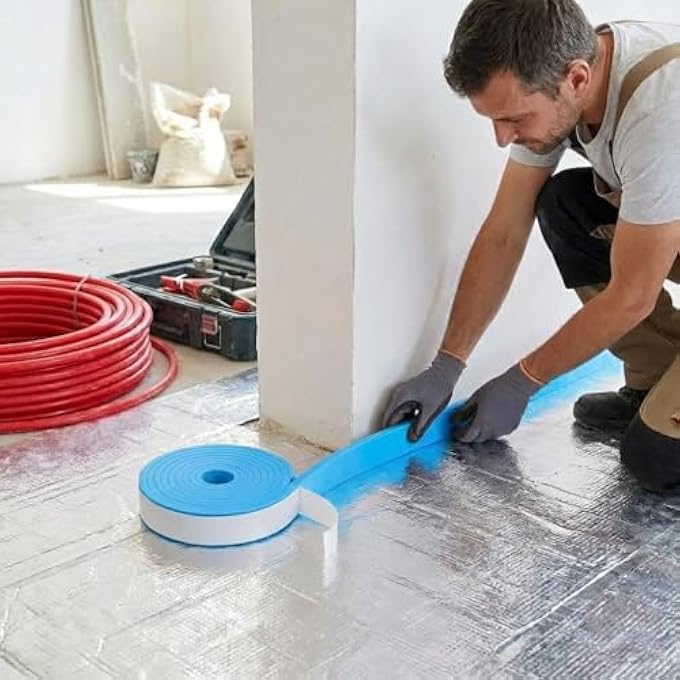 SELF-ADHESIVE EDGE INSULATION STRIP, 50 MM X 5 MM X 10 M, EDGE INSULATION STRIP FOR SCREED, INSULATION TAPE FOR UNDERFLOOR HEATING, SOUND INSULATION AND THERMAL INSULATION, BLUE - Image 2
