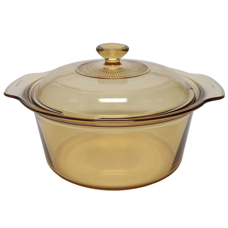 Visions Visions 35 L Dutch Oven Amber Glass Pot and Visions V33C 35 Qt Lid Cover Made in the USA