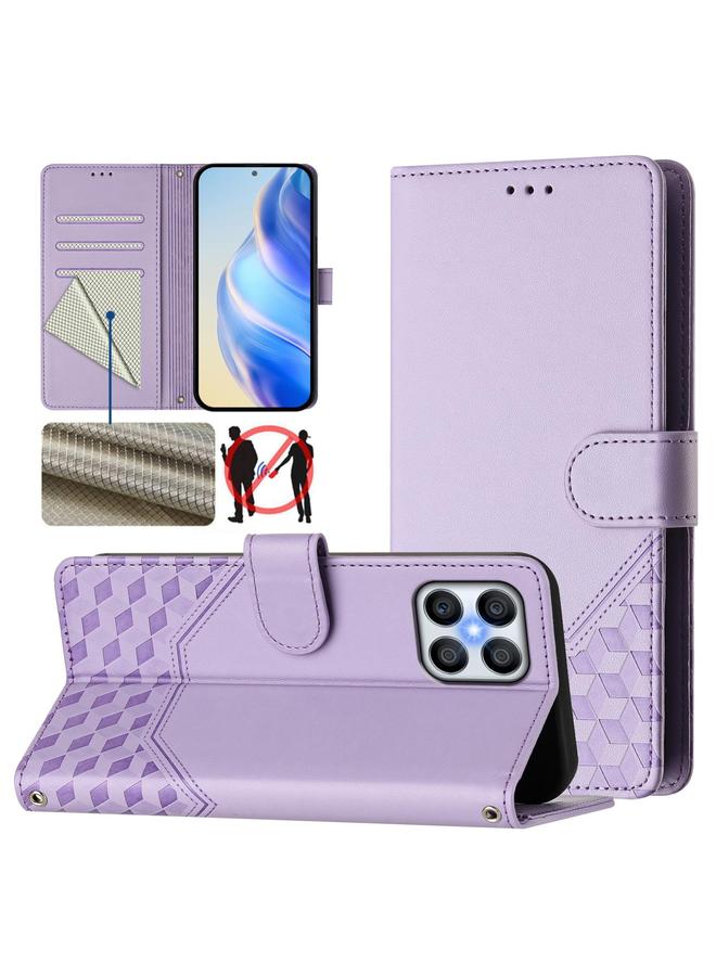 S-TOP Case For Honor X8 4G / X30i 5G / Play 6T Pro 5G Honeycomb Embossing RFID Leather Phone Case - Image 1