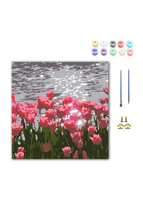 Paint by Numbers for Adult Kids Beginners Canvas, DIY Acrylic Paint by Number Canvas for Painting Party and Classroom Activity and Gift, Flower Framed Paint by Numbers Kit 8 x 8 Inch