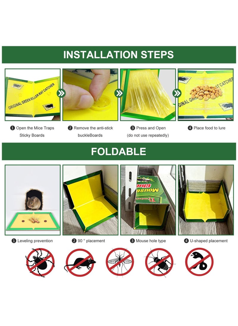 GREEN KILLER - 12 Pcs Set Mouse Traps Indoor,Mouse Glue Traps,Sticky Traps, Glue Boards Professional Strength That Work Capturing Indoor and Outdoor Rat for Mouse, Cockroaches, Spiders Etc - Image 1