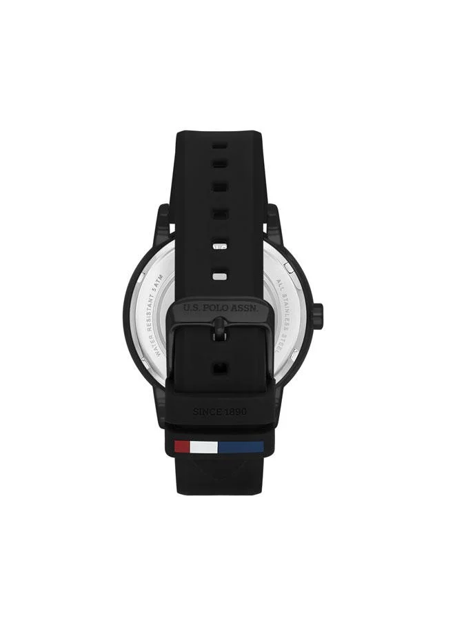 U.S. Polo Assn. Crossing 44mm Multifunction Men's Watch with Black Dial & Rubber Strap