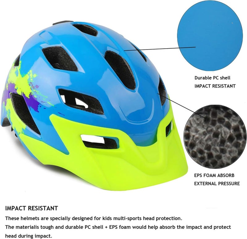 EXCLUSKY Kids Helmet, Kids Bike Helmet Child Boys Girls Bike Helmet Age 5-13 Adjustable Bicycle Scooter Skating Cycle Helmet 50-57cm - Image 3