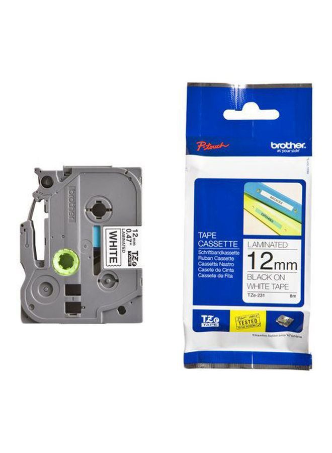 brother P-Touch Laminated Tape Black/White - Image 1