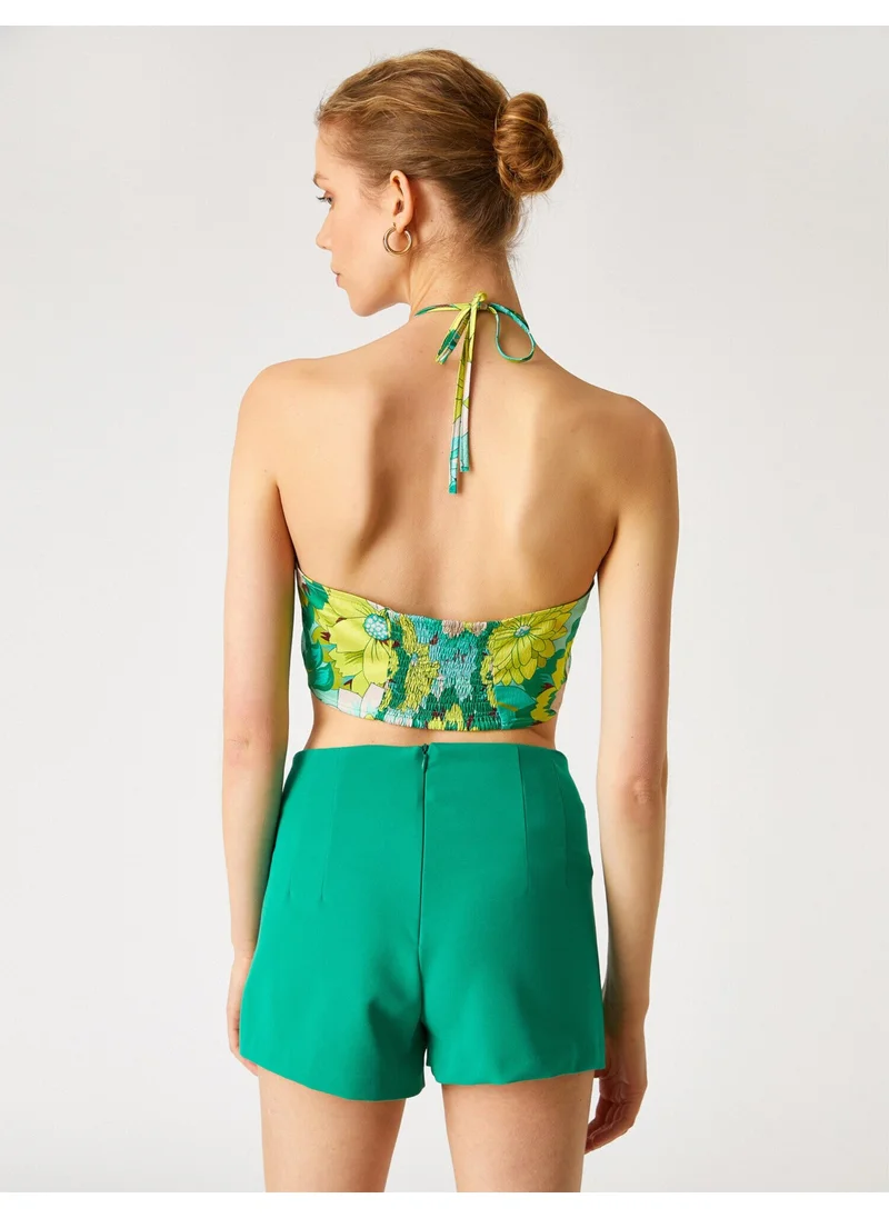 كوتون Halter Neck Bustier Patterned Window Detailed