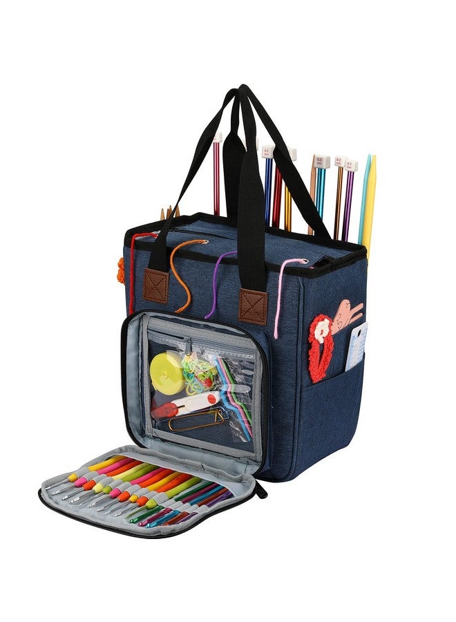 LOOEN Yarn Knitting Storage Totelarge Capacity Crochet Organizer Portable Travel Bag With Shoulder Strap Crochet Hooks Case For Unfinished Bulk Project - Image 1